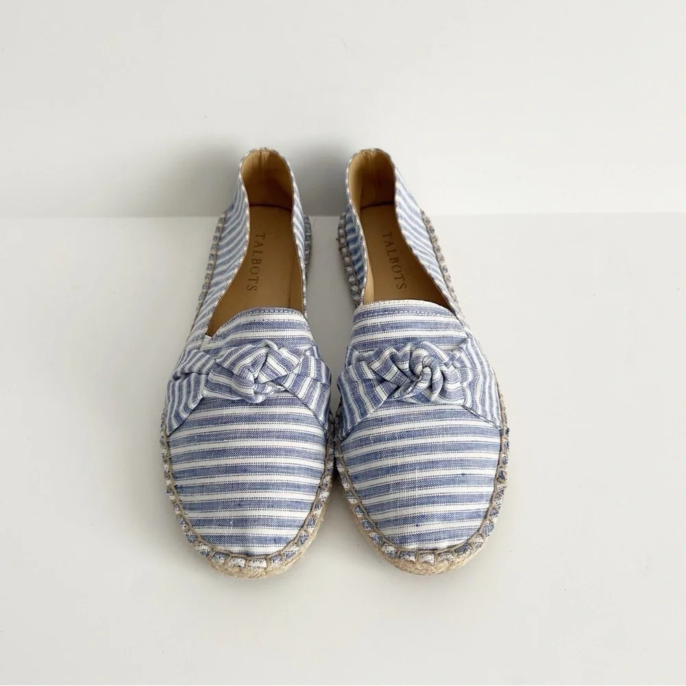 Talbots Izzy Stripe Knotted Linen Espadrille Shoes